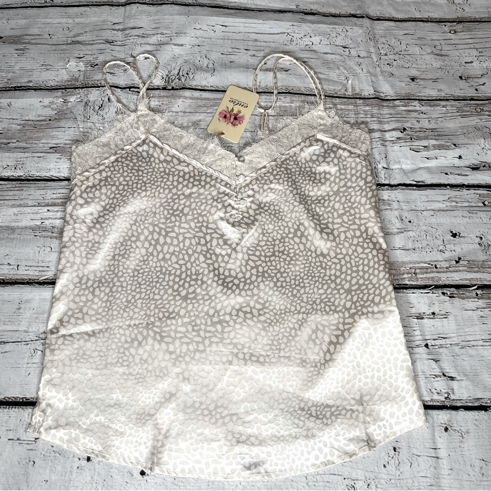 NWT Entro Cream Leopard Print Lace Tank Size S